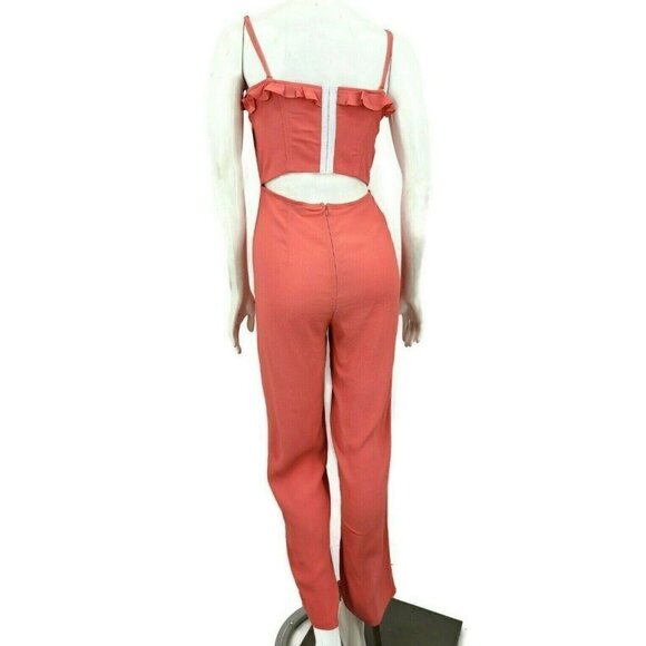 New Flynn Skye Parker Jumper Womens M Coral Salmon Jumpsuit V Neck Rayon - Picture 4 of 8